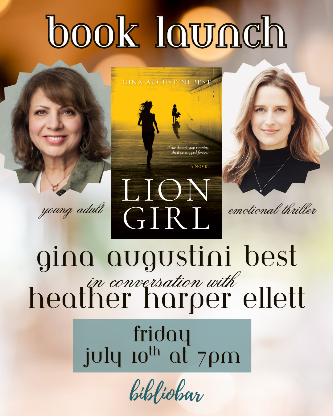 "Lion Girl" Book Launch with Gina Augustini Best in-conversation with Heather Harper Ellett