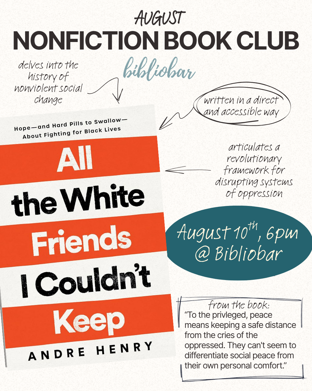 Nonfiction Book Club - August, "All the White Friends I Couldn't Keep" 