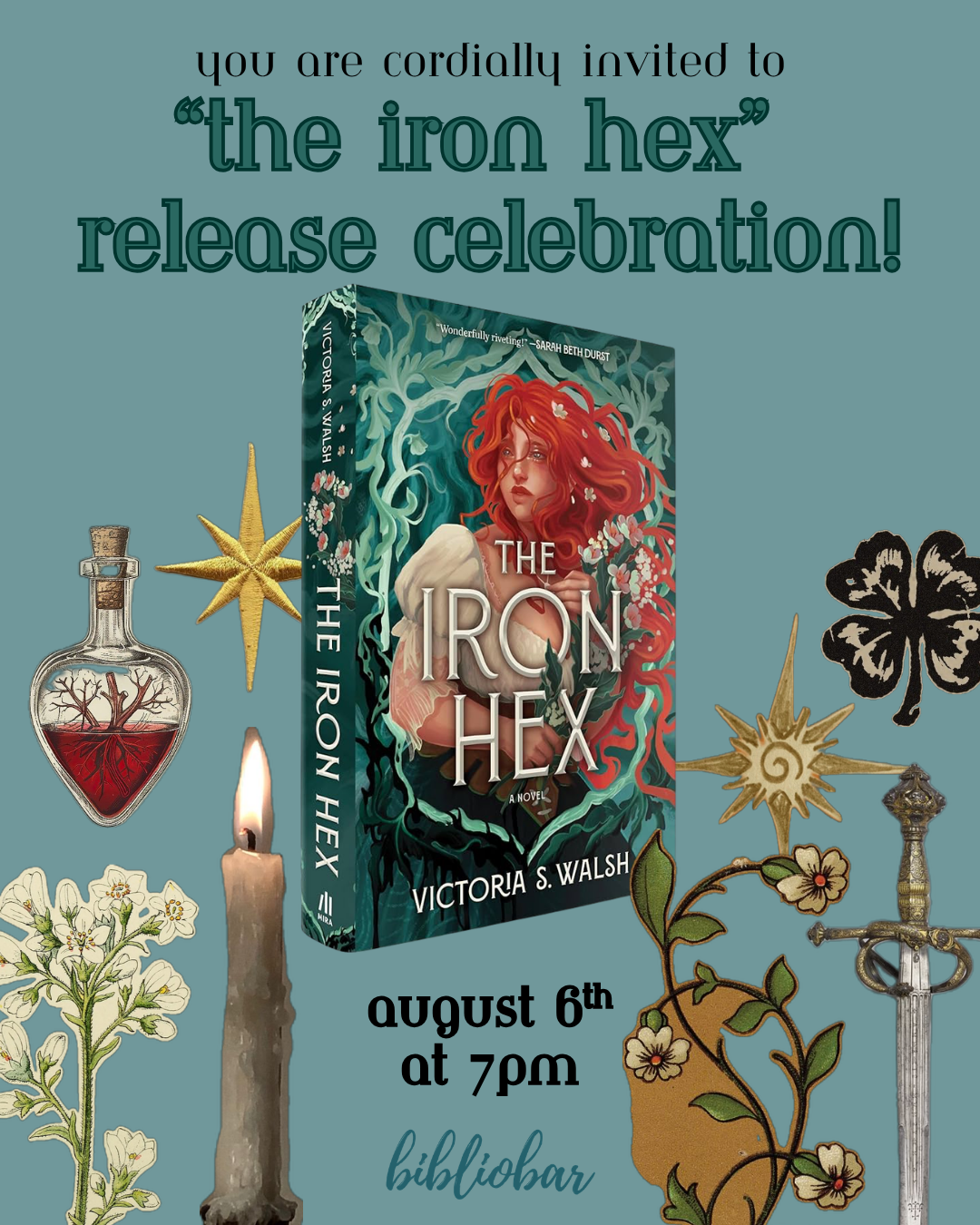 An evening with Victoria S. Walsh, author of The Iron Hex, featuring a book signing and in-conversation with Ana Szabo of Kidd Kraddick.