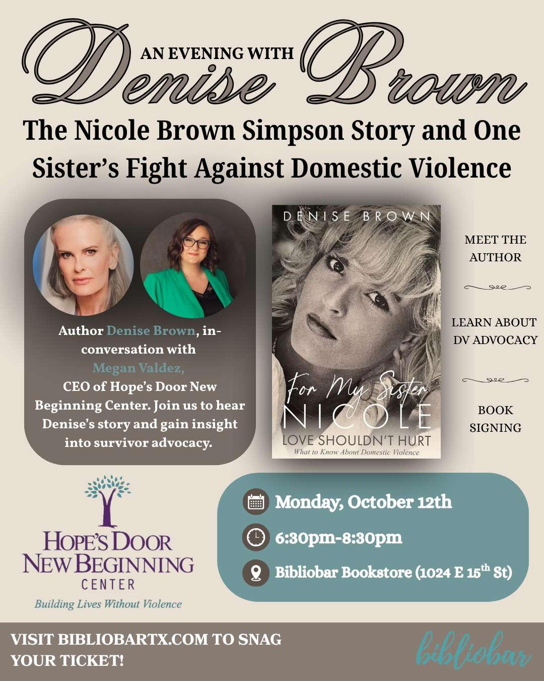 An Evening With Denise Brown: "My Sister Nicole" - The Nicole Brown Simpson Story &amp; One Sister's Fight Against Domestic Violence