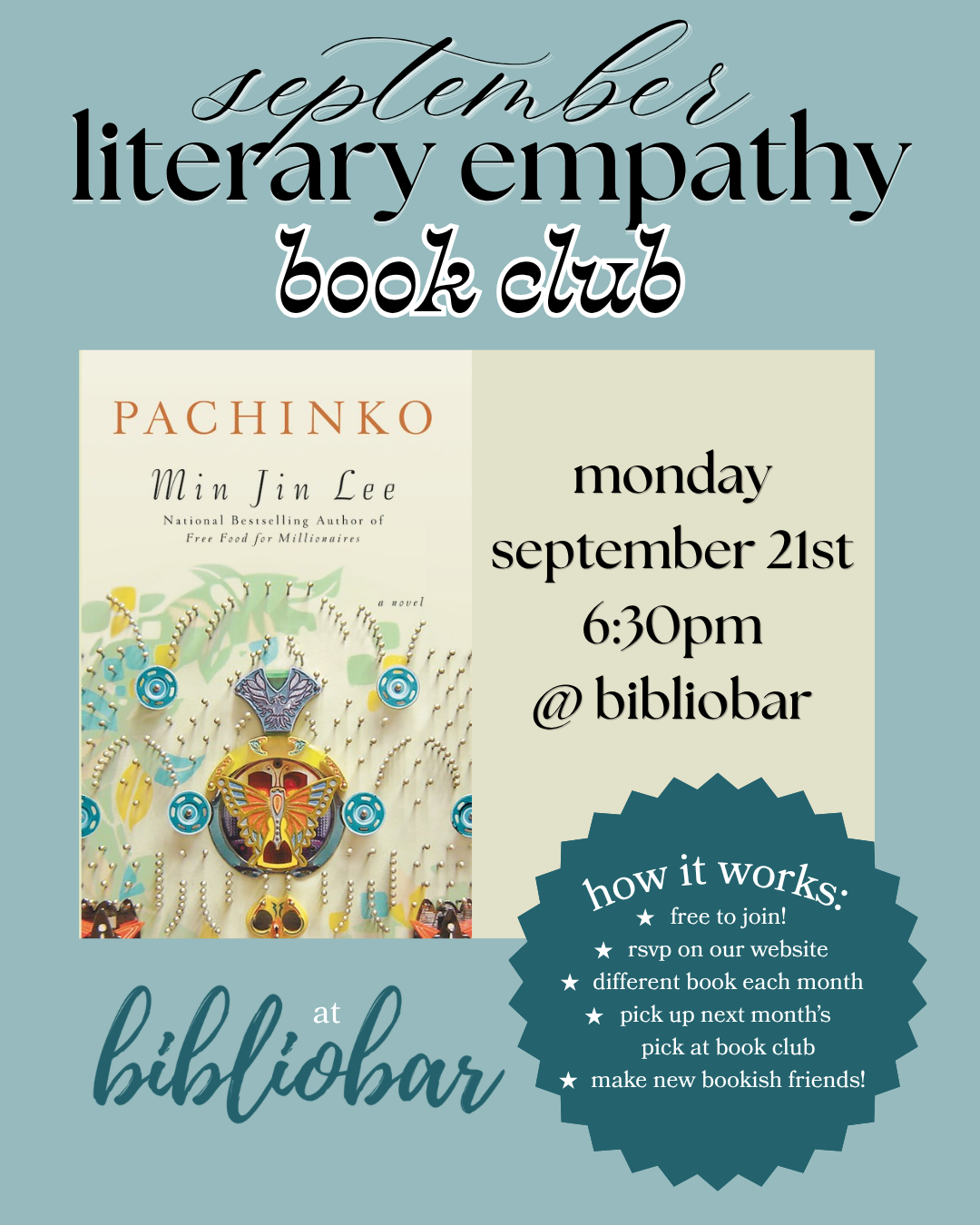 September Literary Empathy Book Club: "Pachinko" by Min Jin Lee 