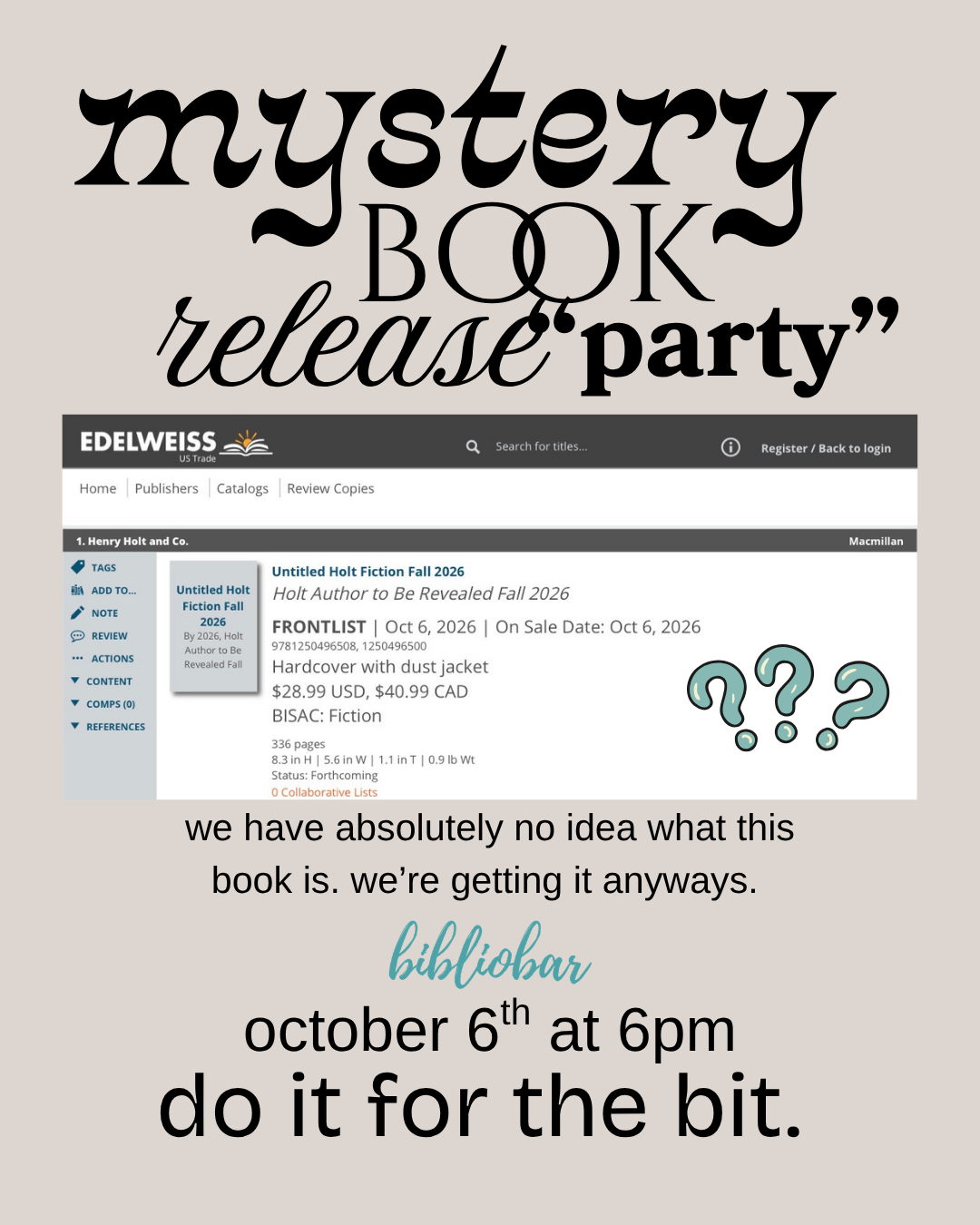 Mystery Book Release "Party": Do It For The Bit