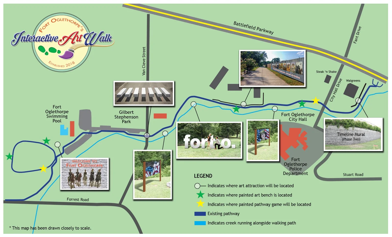 A rendering of Fort Oglethorpe’s Interactive Art Walk, coming summer of 2019.