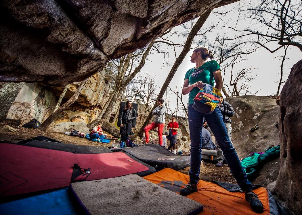 Boulderers prepare for action at Rocktown. Photo: Southeastern Climbers Coalition