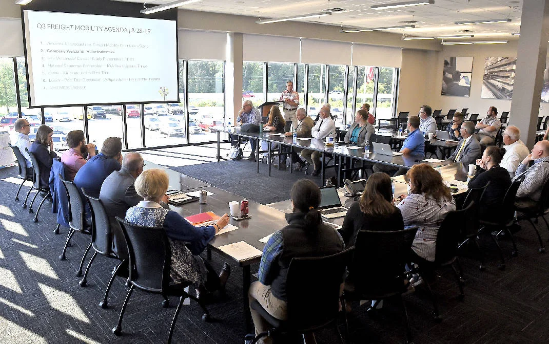 Thrive Regional Partnership held a transportation meeting at Miller Industries, in Ooltewah, as part of federally funded study of freight traffic in region on August 28, 2019. Photo by Robin Rudd /Times Free Press.