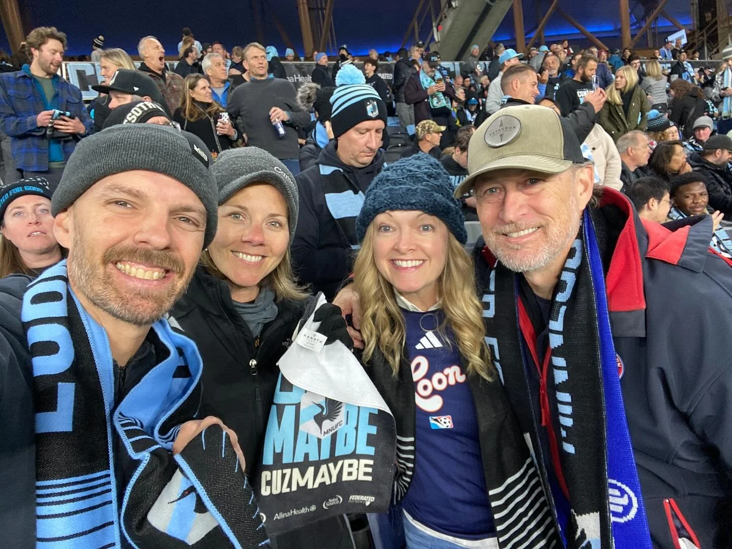 I&rsquo;ve never had more fun at something that ended 0-0!! My voice is shot.

@mnufc Loons pulled off a playoff win in a shootout with Seattle. 

So lucky to have amazing family that invites us along. I might be a good luck charm (I&rsquo;m 4-0 😎).