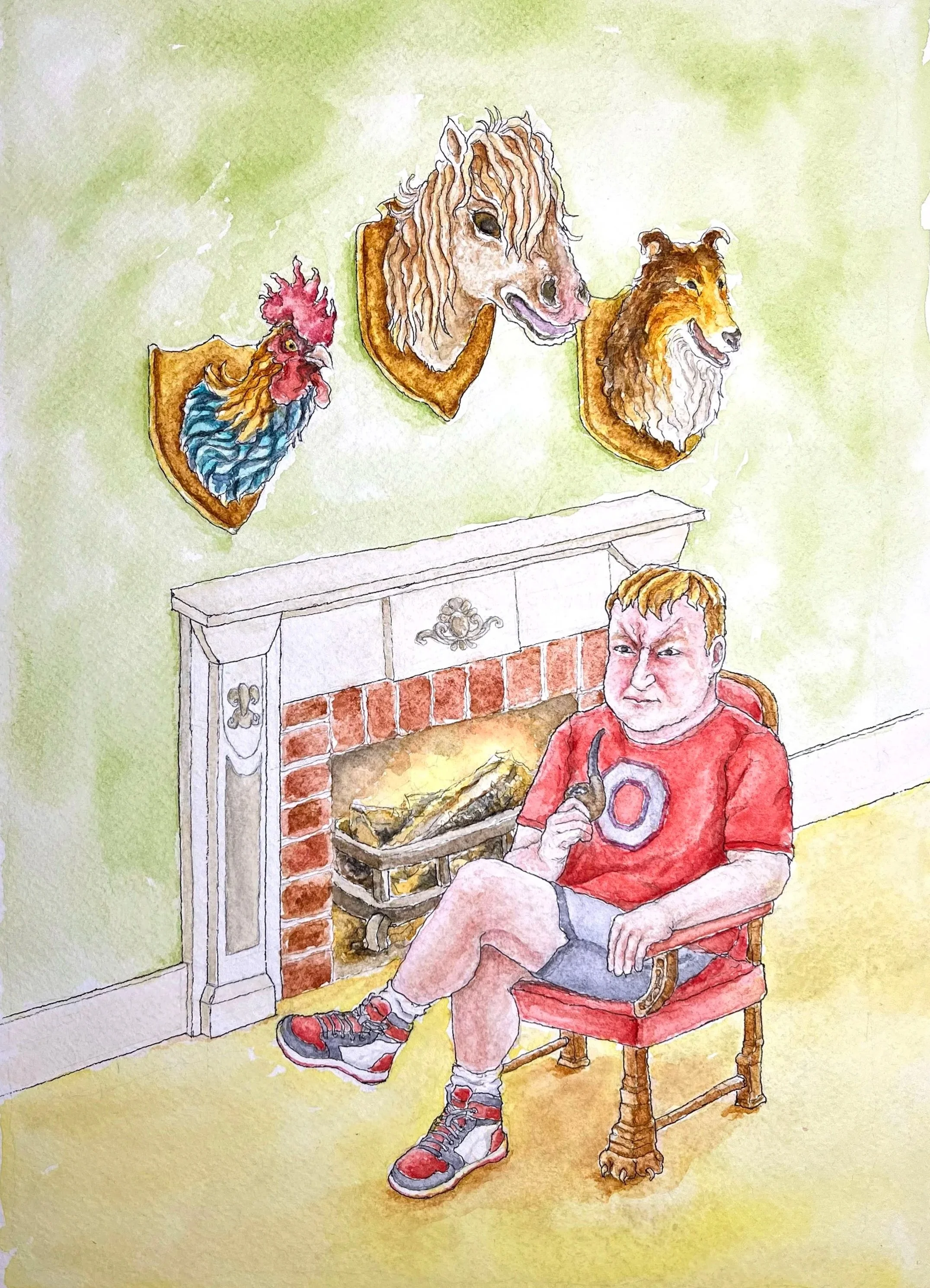 Murray's Trophy Room • 12 × 16 inches, watercolour and ink on paper, 2026