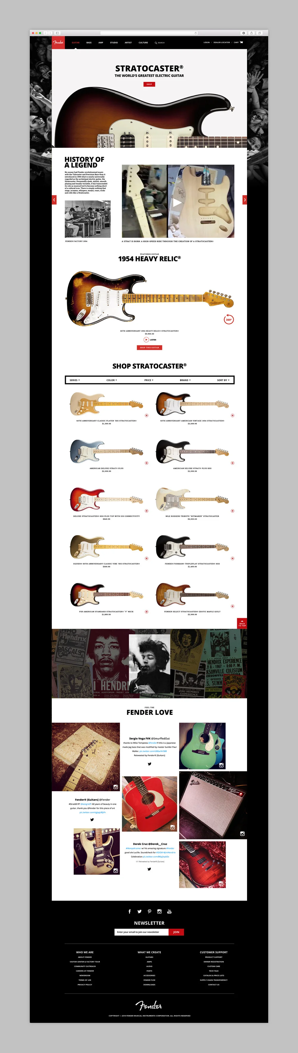  Stratocaster landing page – Desktop view 