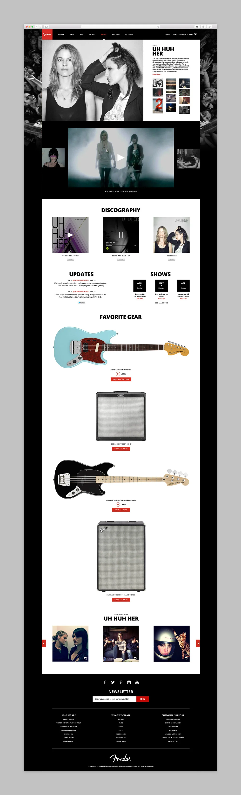  Artist page – Desktop view 