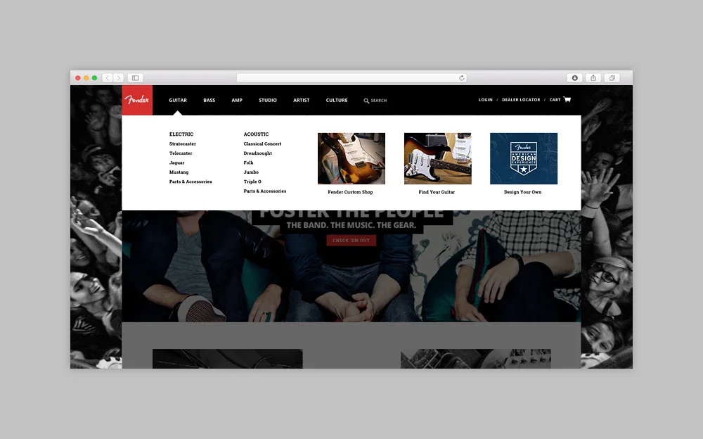  Main Navigation Dropdown – Desktop view 