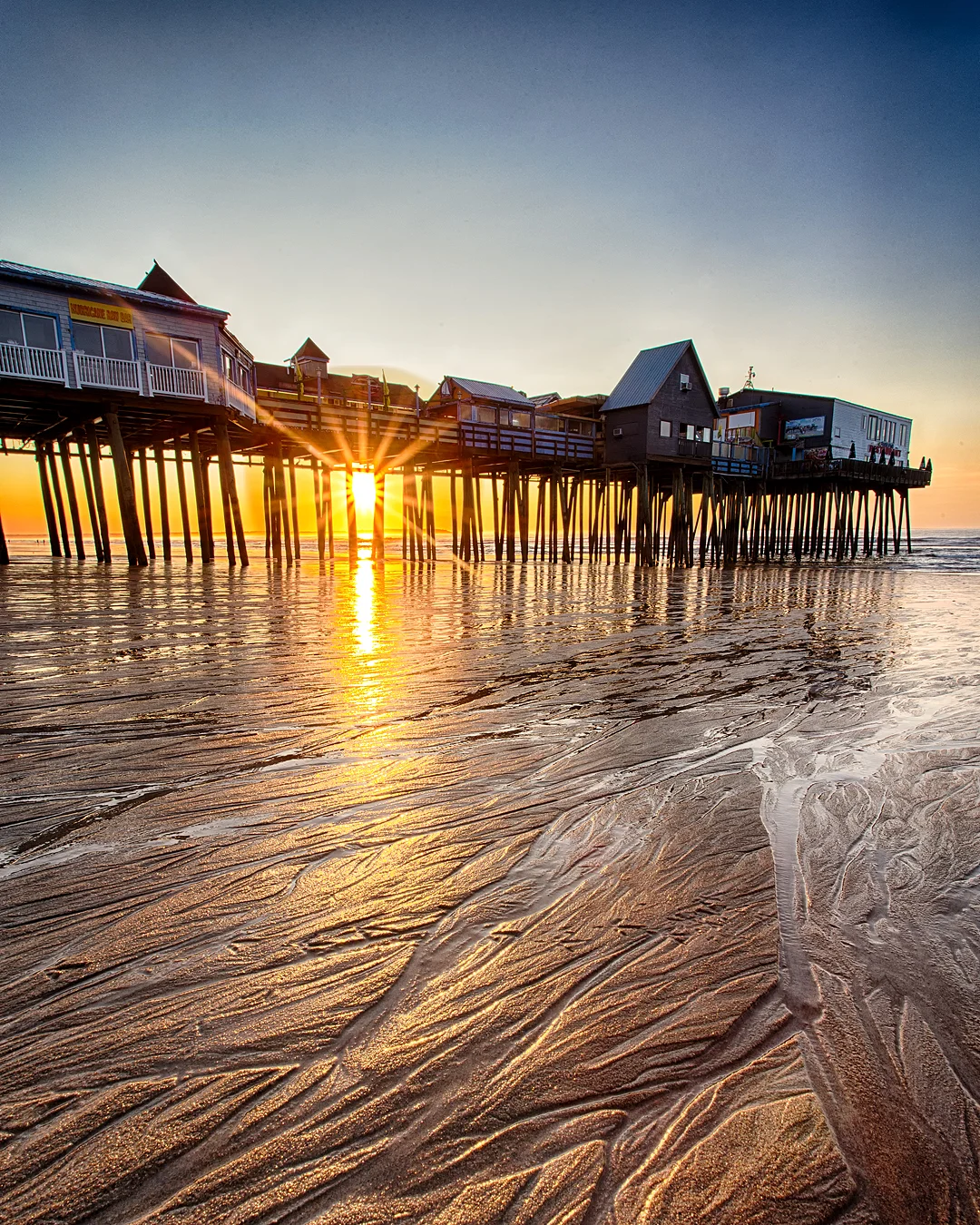 Sunrise at Pier in Old Orchard Beach, ME