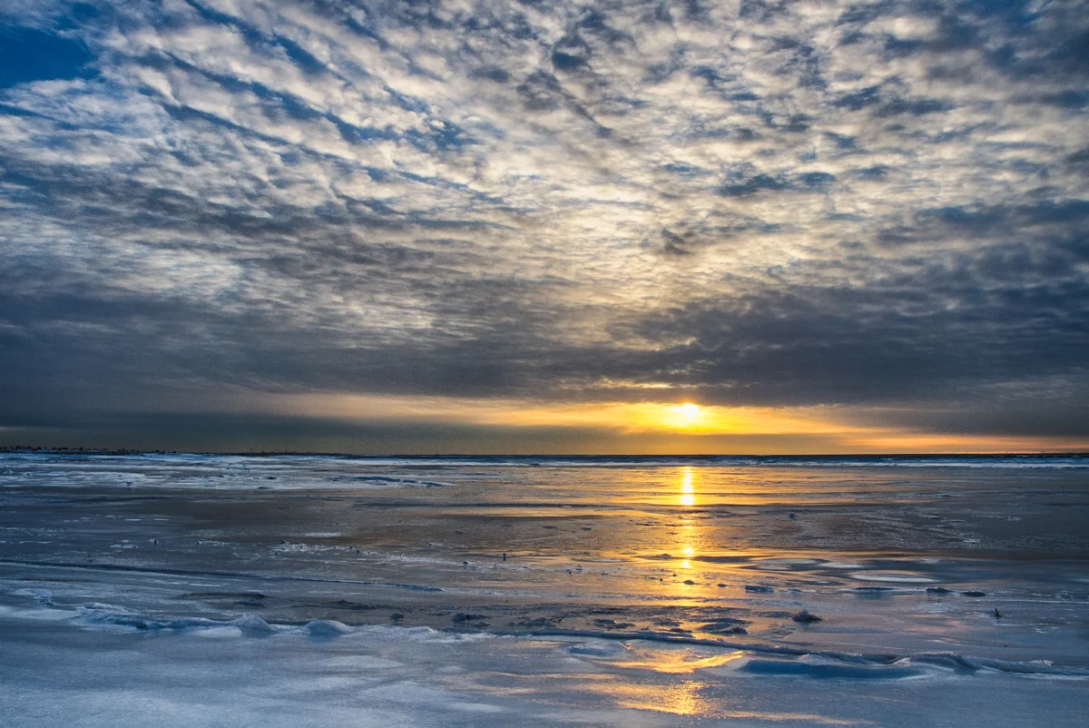 Frozen Sunrise at Milford Point in Milford, CT