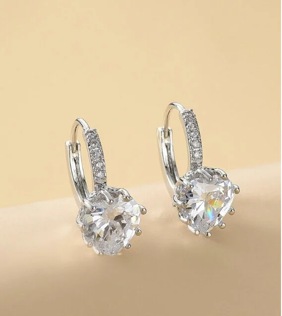 SILVER DIAMOND DROP EARRINGS