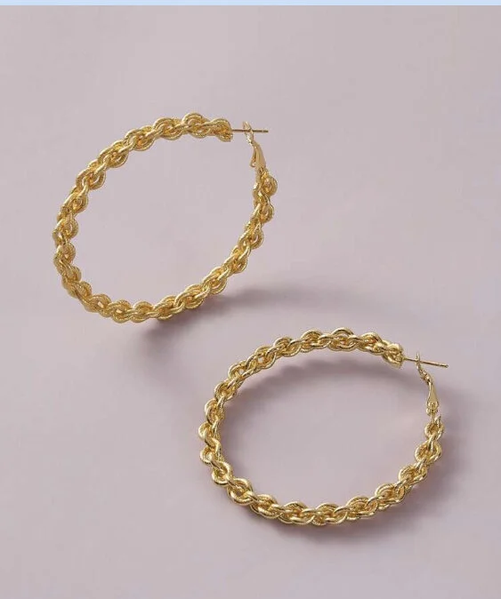 MEDIUM GOLD TWIST HOOP EARRINGS