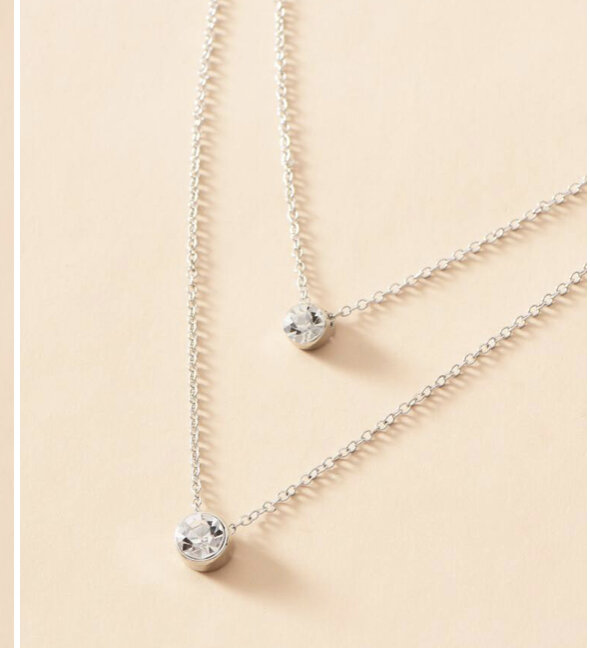 DOUBLE DIAMOND PENDANT SILVER