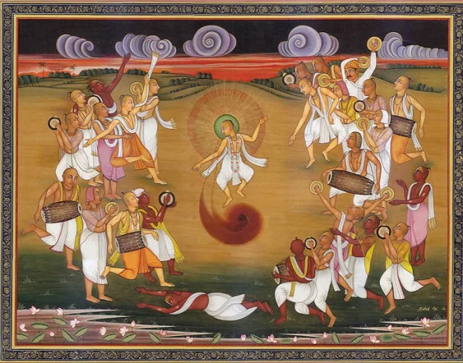 Sri Chaitanya leads kirtan party.