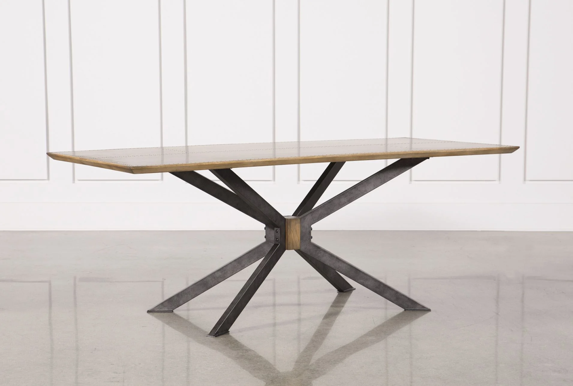   Sandy Oak &amp; Light Rustic Black Brass Clad Dining Table     $995.00 sold by Living Spaces  