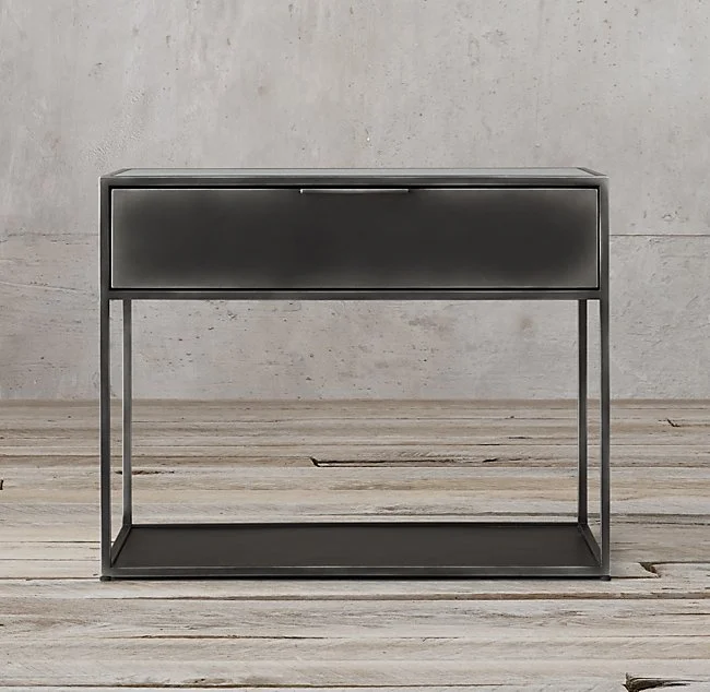 High/Low Single Drawer Metal Nightstands