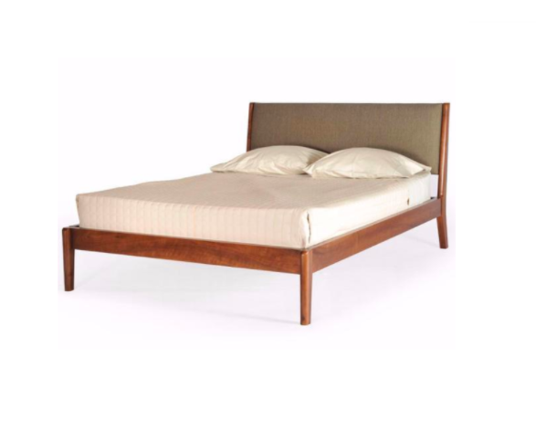 High/Low Mid-Century Upholstered Beds with Wood Accents