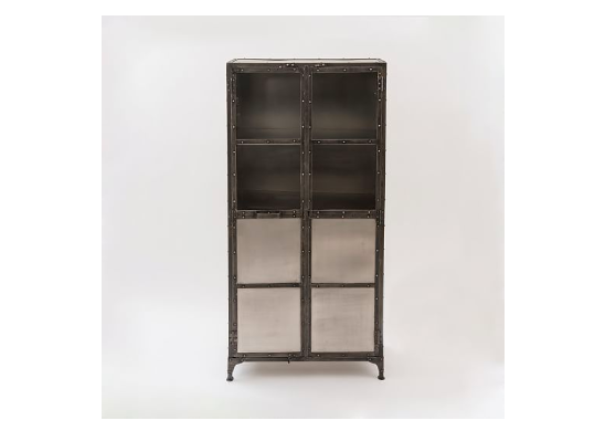 High/Low Black Metal Display Cabinet