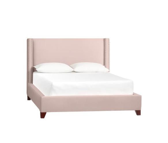 High/Low Wingback King Size Bed in Blush
