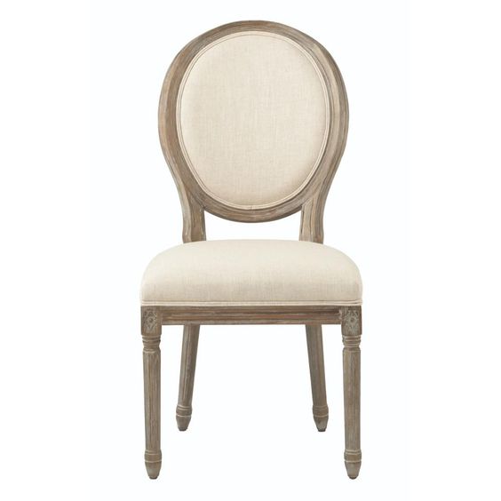    Jacques Antique Brown Natural Linen Round Back Dining Chair - SET of 2     $347.00 sold by Home Depot  