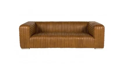 High/Low Leather Channel Sofa