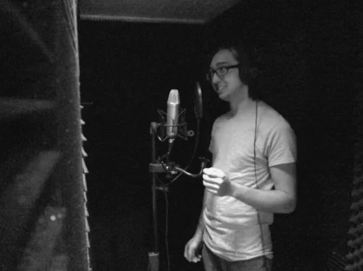 In the vocal booth.