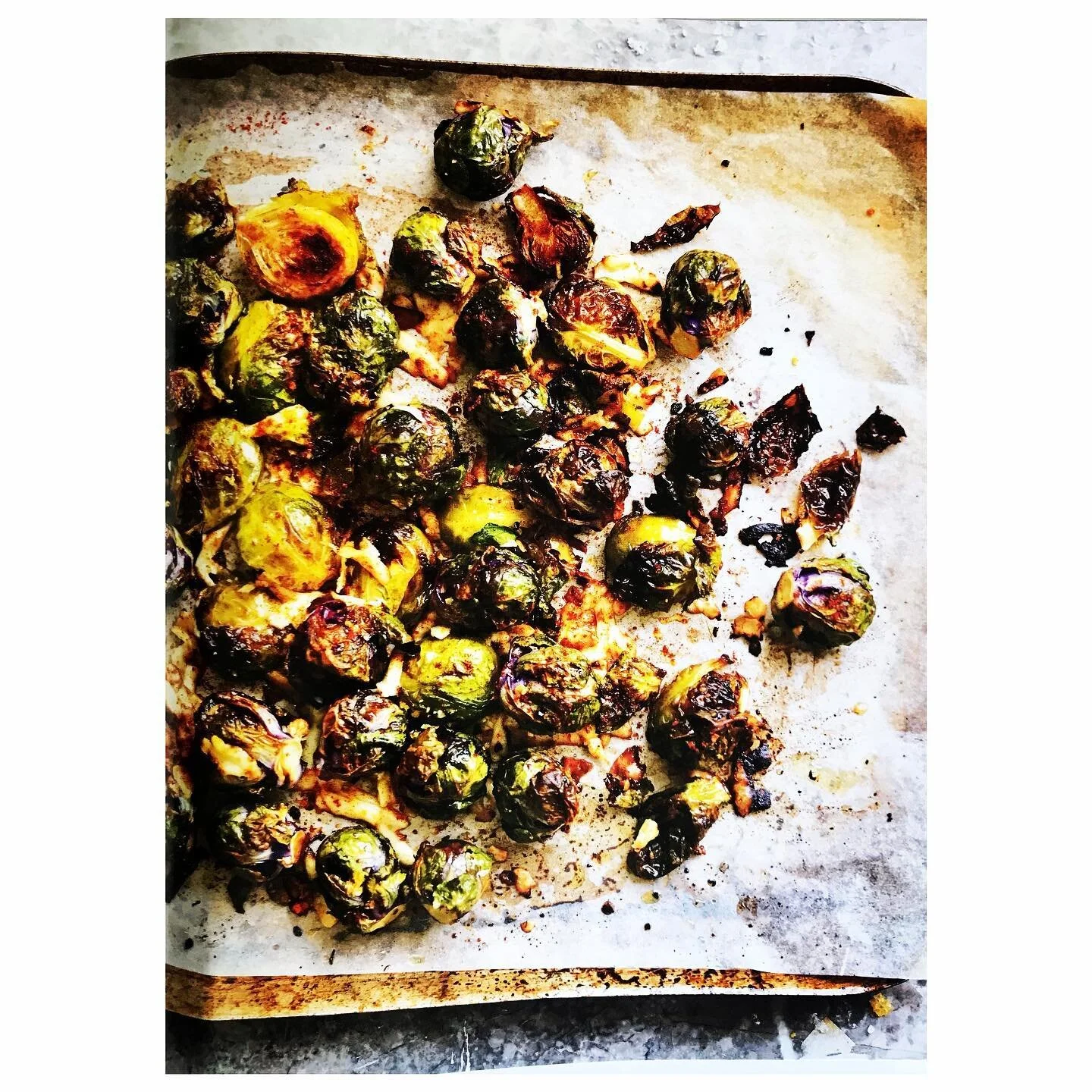 Delicious Roasted Brussels sprouts with chilli and parmesan from Judy Phillips fabulous new cookbook, a balanced life. Love brussels sprouts. Styling cass stokes, great photography louise lister and stunning design yolande gray #food #foodie #foodies