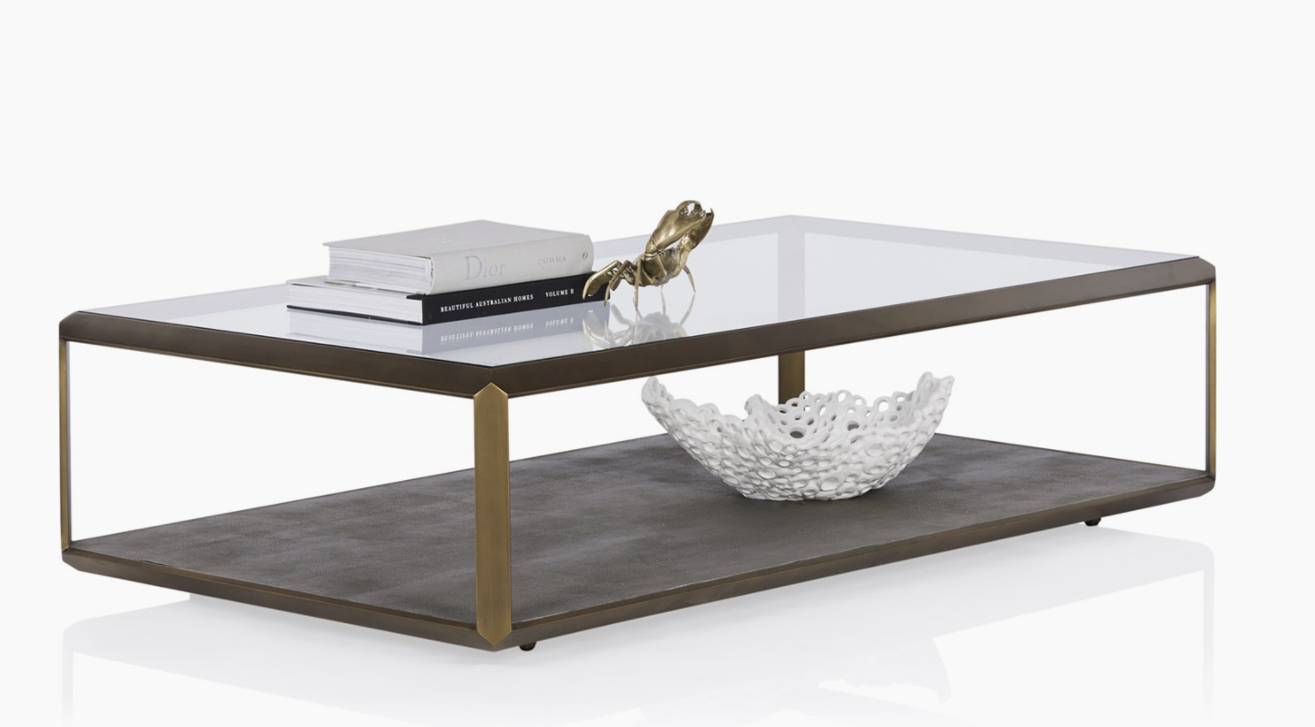 CoCo Republic Max glass coffee table 1.4m x 810 x 355mm