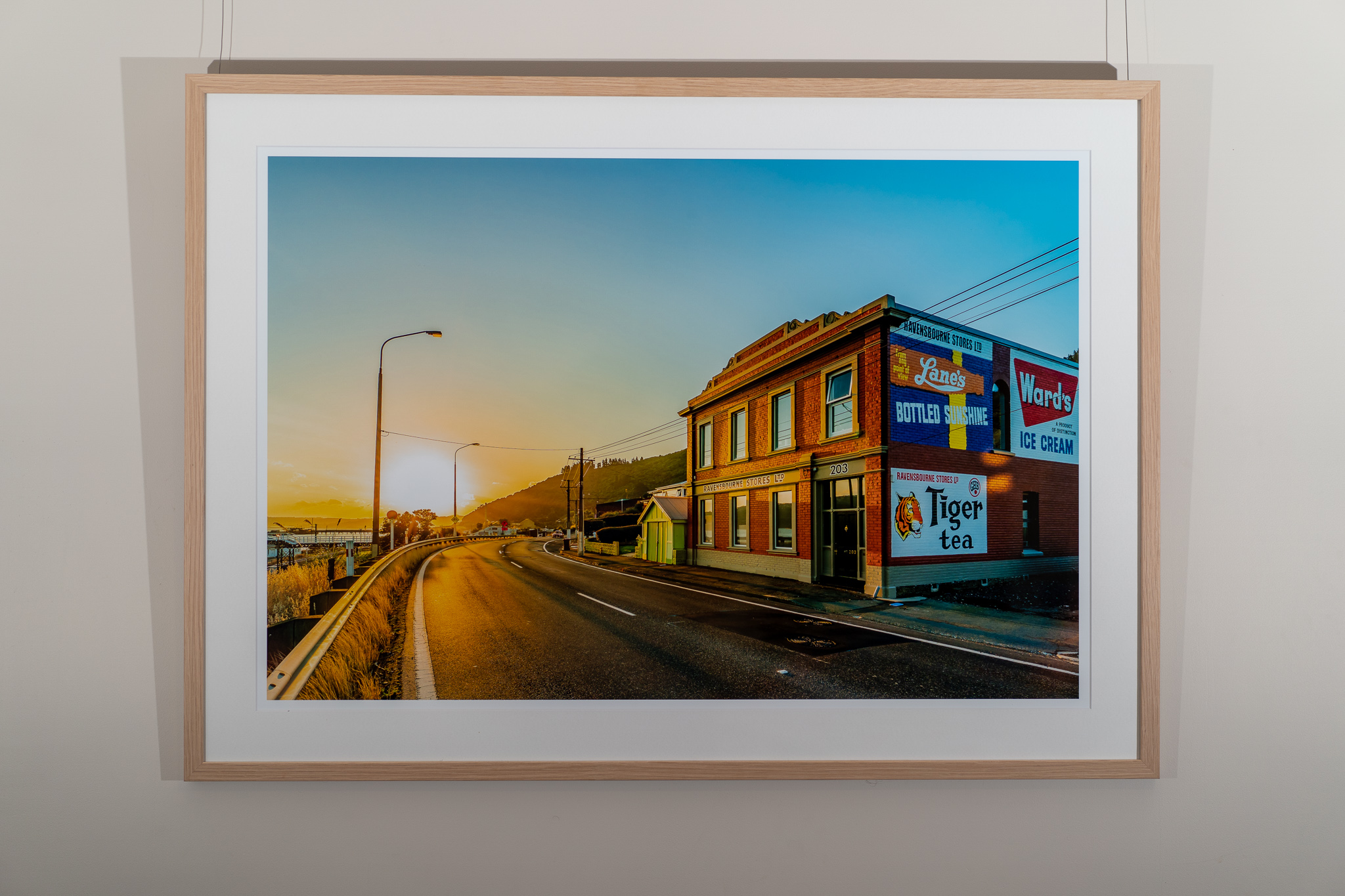 Ravensbourne Dairy sunset dunedin framed print