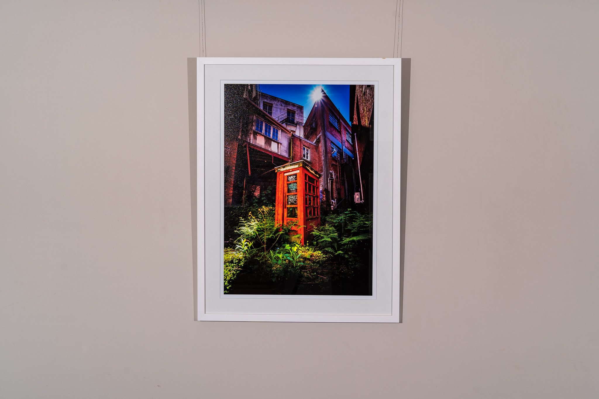 Telephone box in Dunedin photography print framed