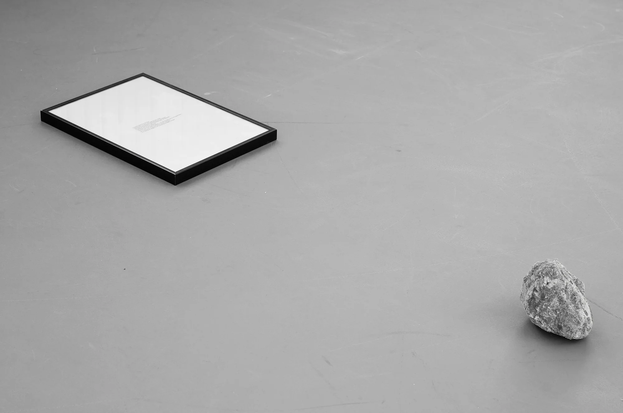 Charbel-joseph H. Boutros A removed stone 2011 Stone removed from Naas forest in Lebanon, inkjet on newspaper, wooden shelf, c-print Variable dimensions