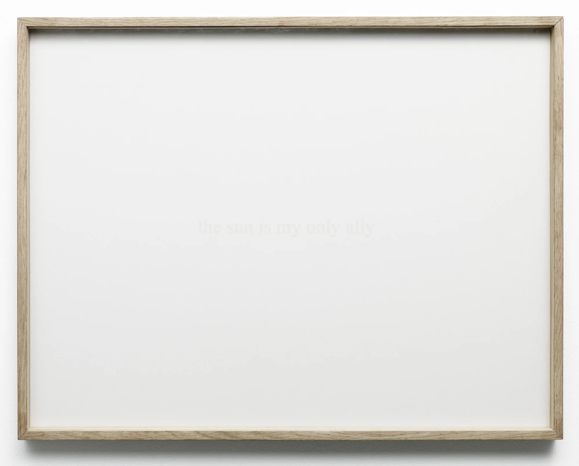 Charbel-joseph H. Boutros The sun is my only ally 2012 Wooden frame, newspaper print, sun of Beirut 55 x 75 cm