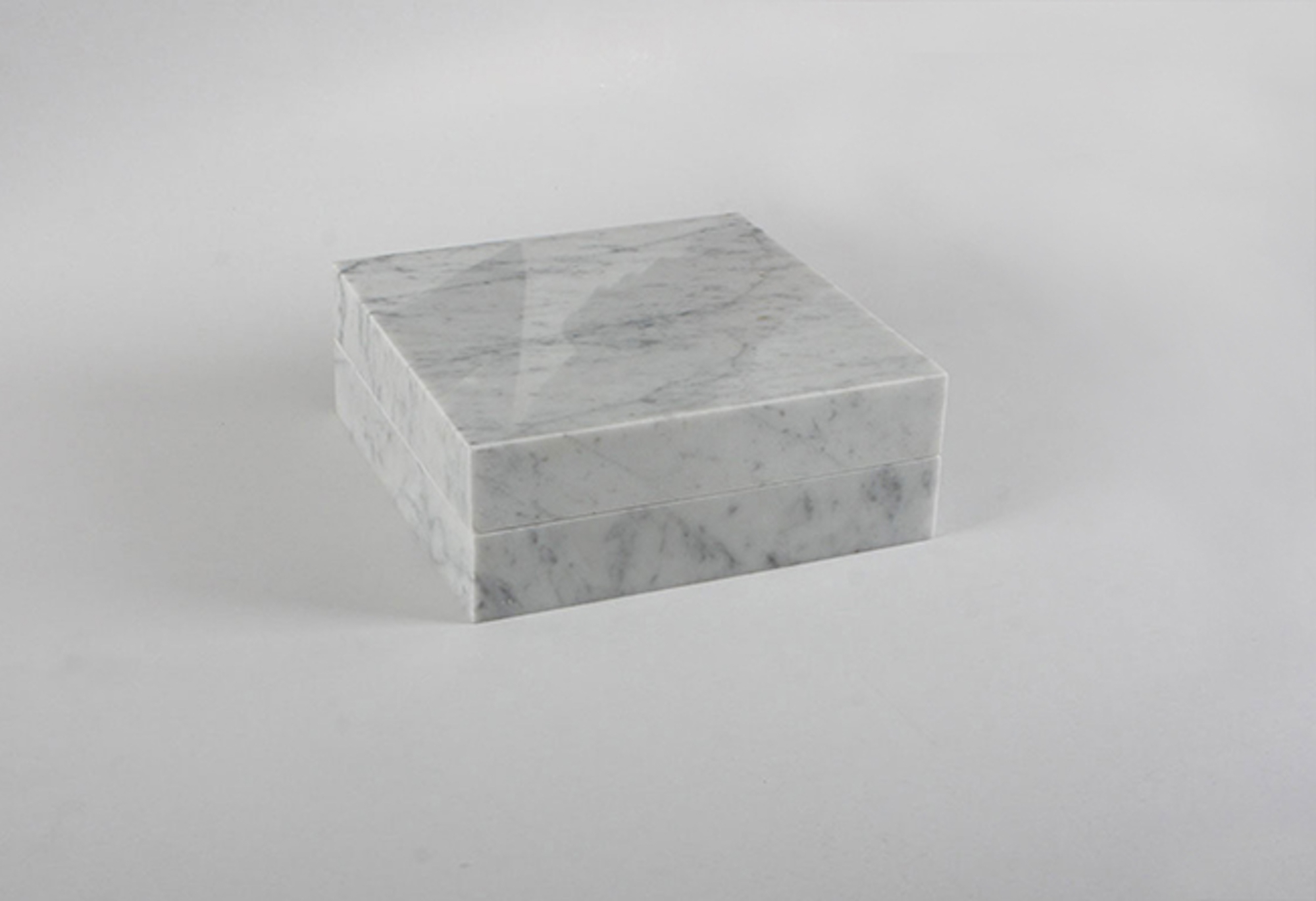  Night Enclosed in Marble (detail) 2012 – 2016 Carrara marble 1cm3 of night of Kadisha valley Lebanon, hinges 23 x 23 x 9 cm 