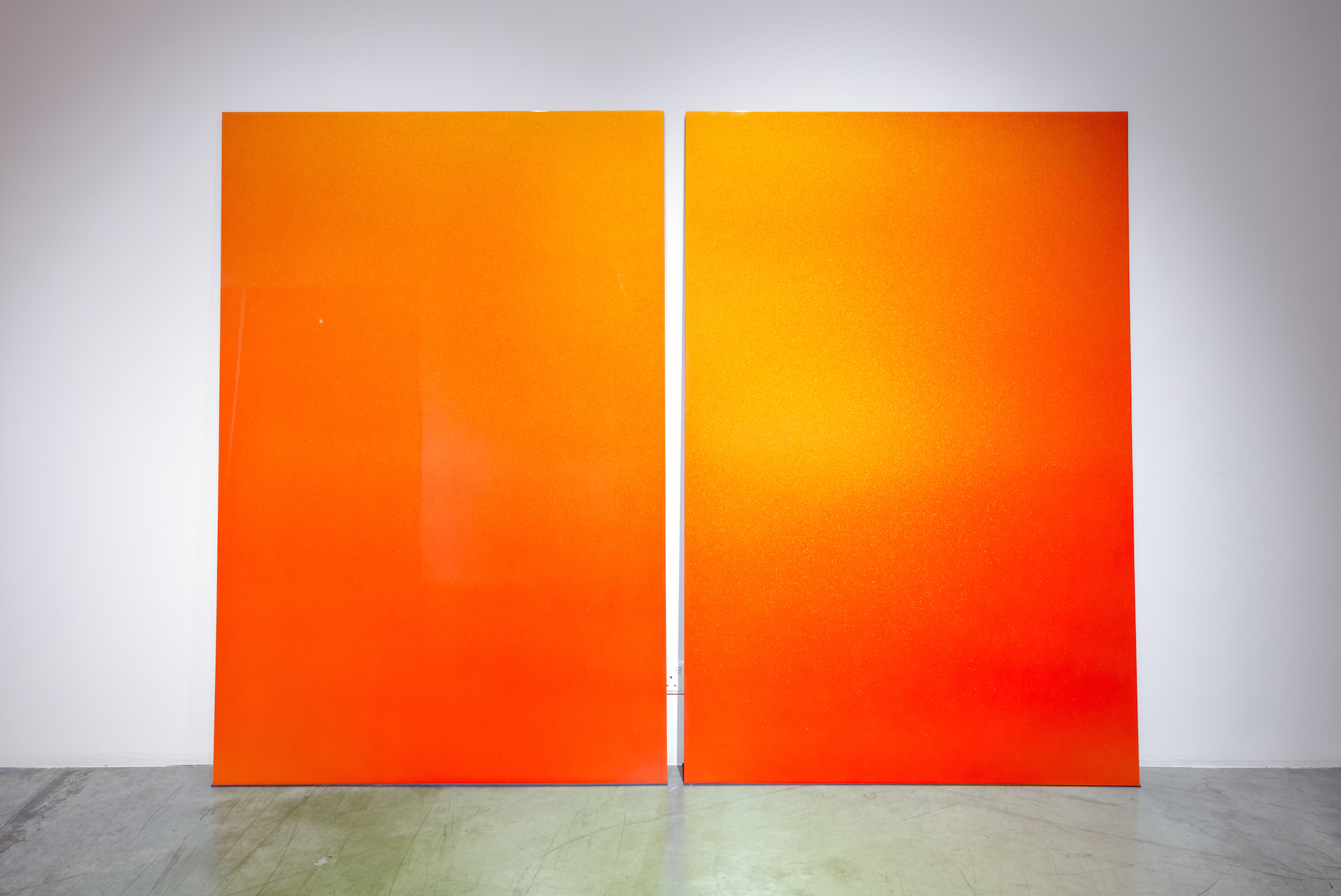  High Noon 2016 Automotive paint, steel, MDF, rubber, 5 panels 182 x 121 cm (each) 