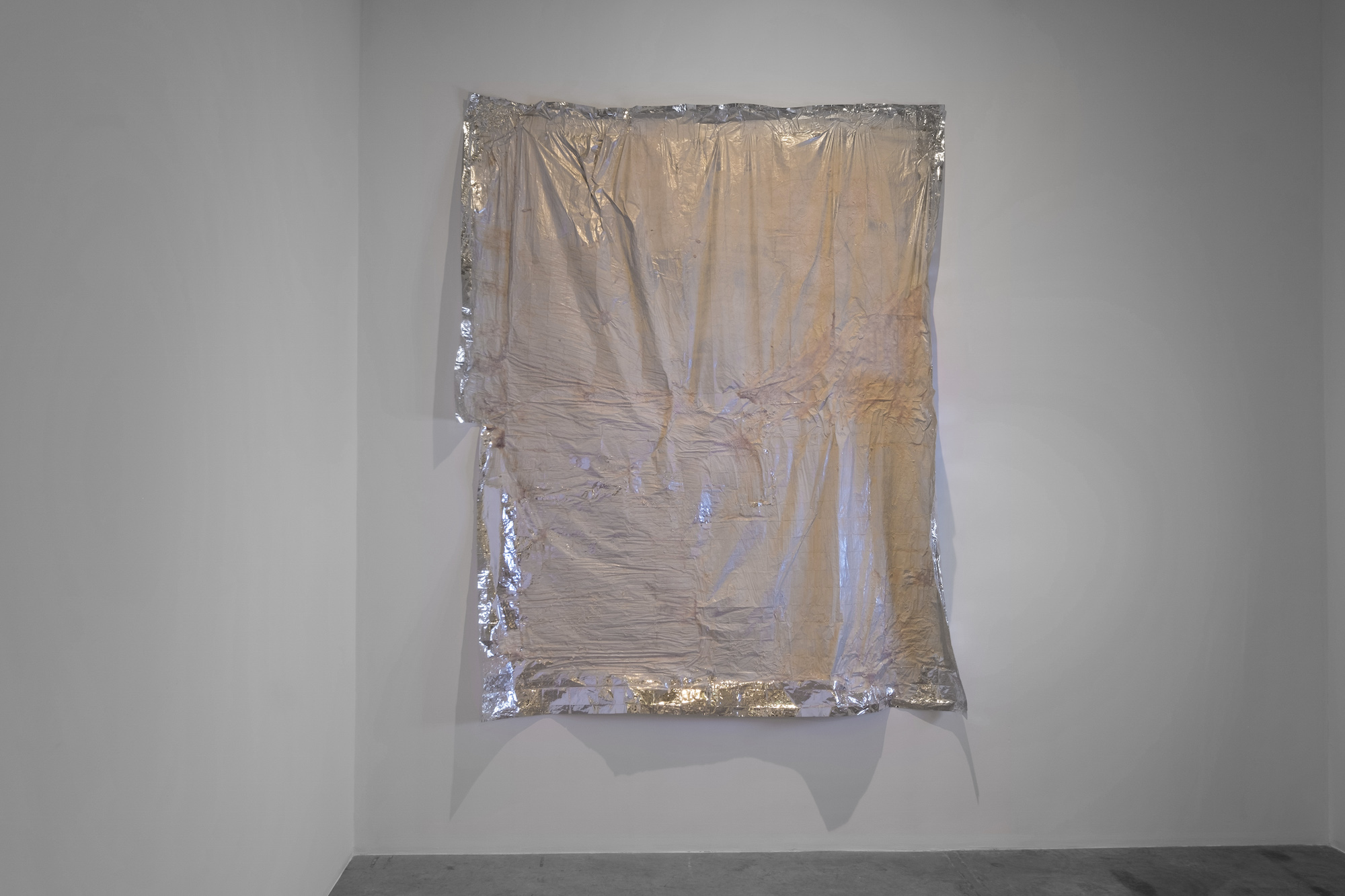  Dala Nasser  It’s Only A Party if You Sniff It 2016 Marble dust, trauma blankets, liquid latex 240 x 220 cm 