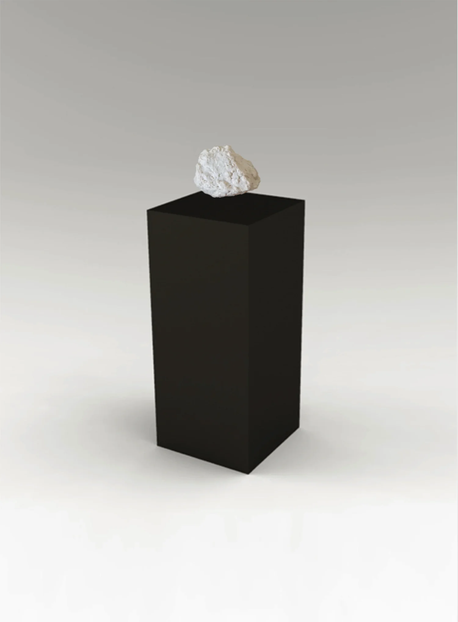 Floating Stone Black plinth, Crealev levitation module CLM-1 + fiberglass scaled model of floating stone of Jerusalem 121.92 x 20.32 x 20.32 cm (plinth) 11.43 x 20.32 cm (stone) Variation 1