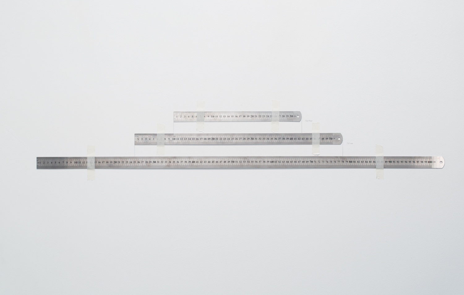  Charbel-joseph H. Boutros  Measuring the measure 2011 Three different metallic rulers, scotch tapes Variable dimensions Edition 1/3 