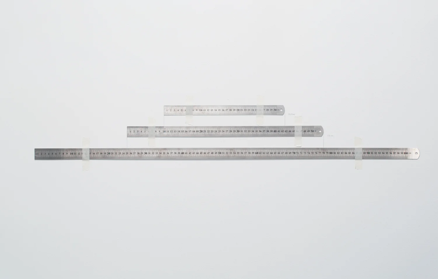 Charbel-joseph H. Boutros Measuring the measure 2011 Three different metallic rulers, scotch tapes Variable dimensions Edition 1/3