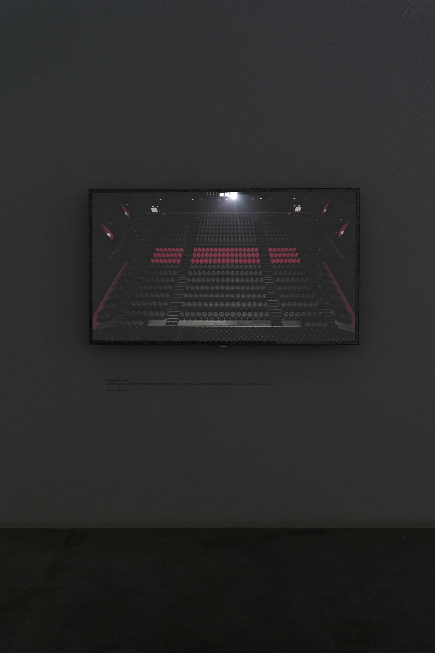 Installation view Karmelo Bermejo Booked The Movie. 2008 HD video, silent 00:94:00 loop Edition of 4 + 1 AP