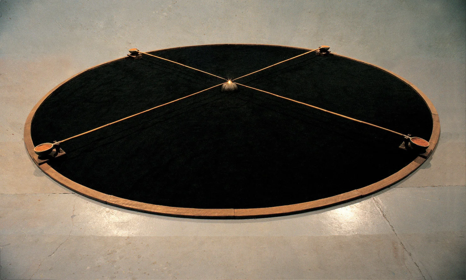 The Untouchable 1984 Wood, ceramic, bamboo, sand, black hessian, oil burner 500 x 15 cm