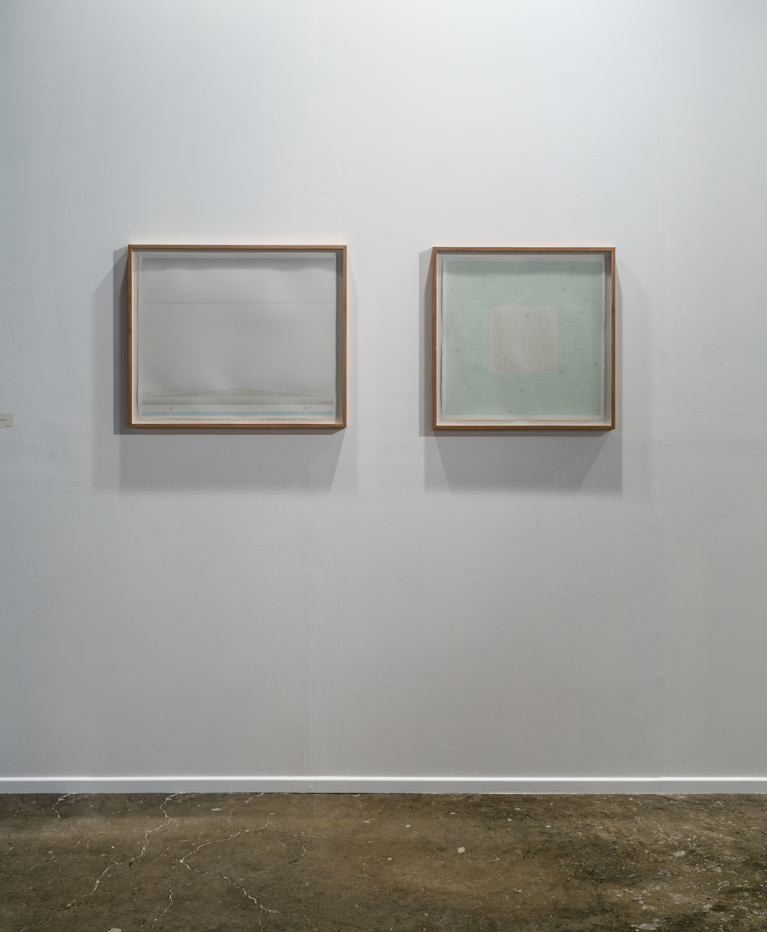  LEFT - RIGHT  LEFT: Fairweather, 2016, graphite pencil and acrylics on paper, 56.5 x 68.5 cm  //  RIGHT: Winter's end, 2016, graphite pencil and acrylics on paper, 56.5 x 56.5 cm 