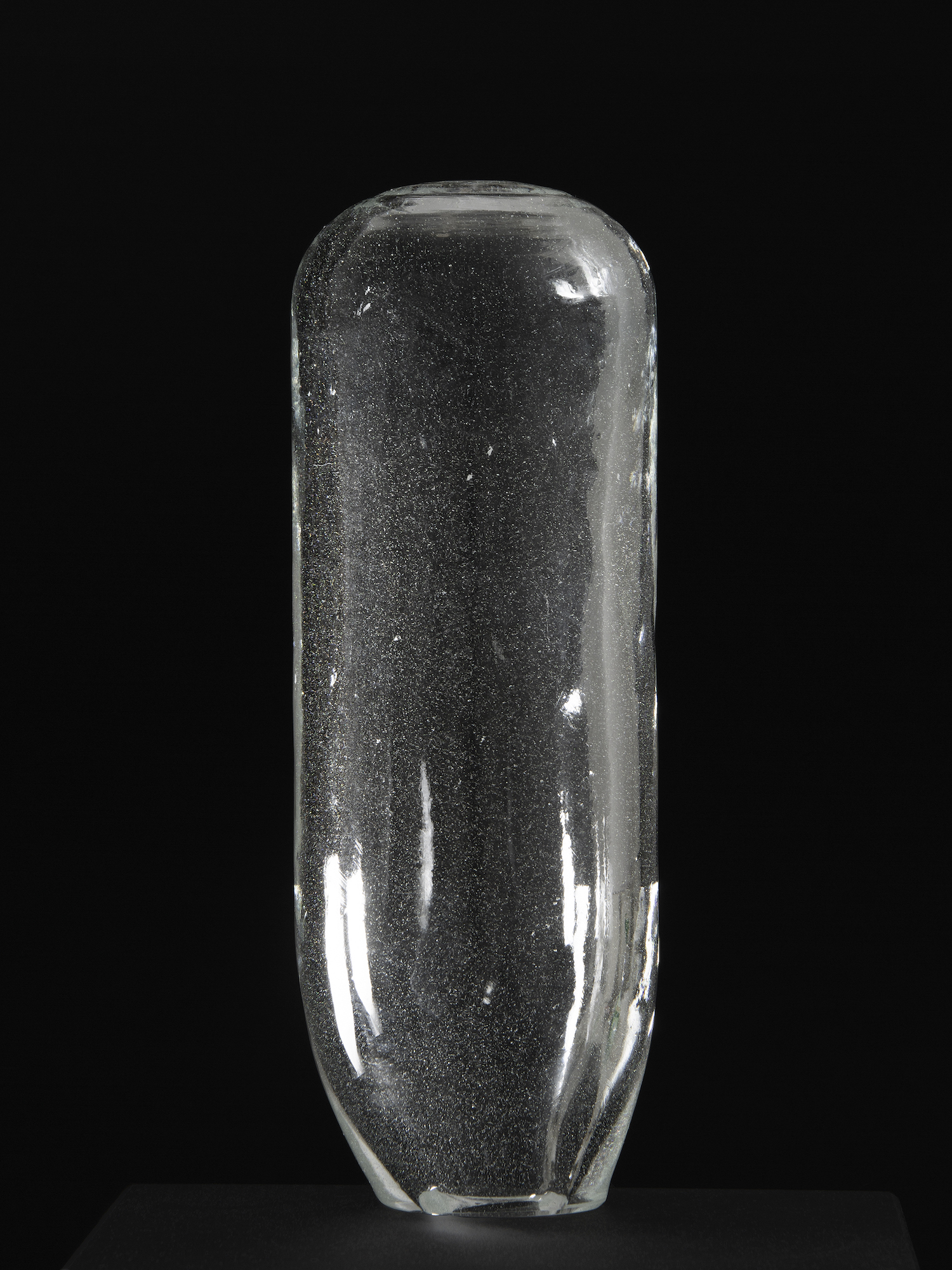 Michael John Whelan Aqua Lung (no. 20) 2018 Blown glass object made from sand obtained from a site of Jacques Cousteau's 1954 Anglo-Iranian Oil/British Petroleum Company sponsored survey. 9.2(d) x 25.4(h) cm Unique