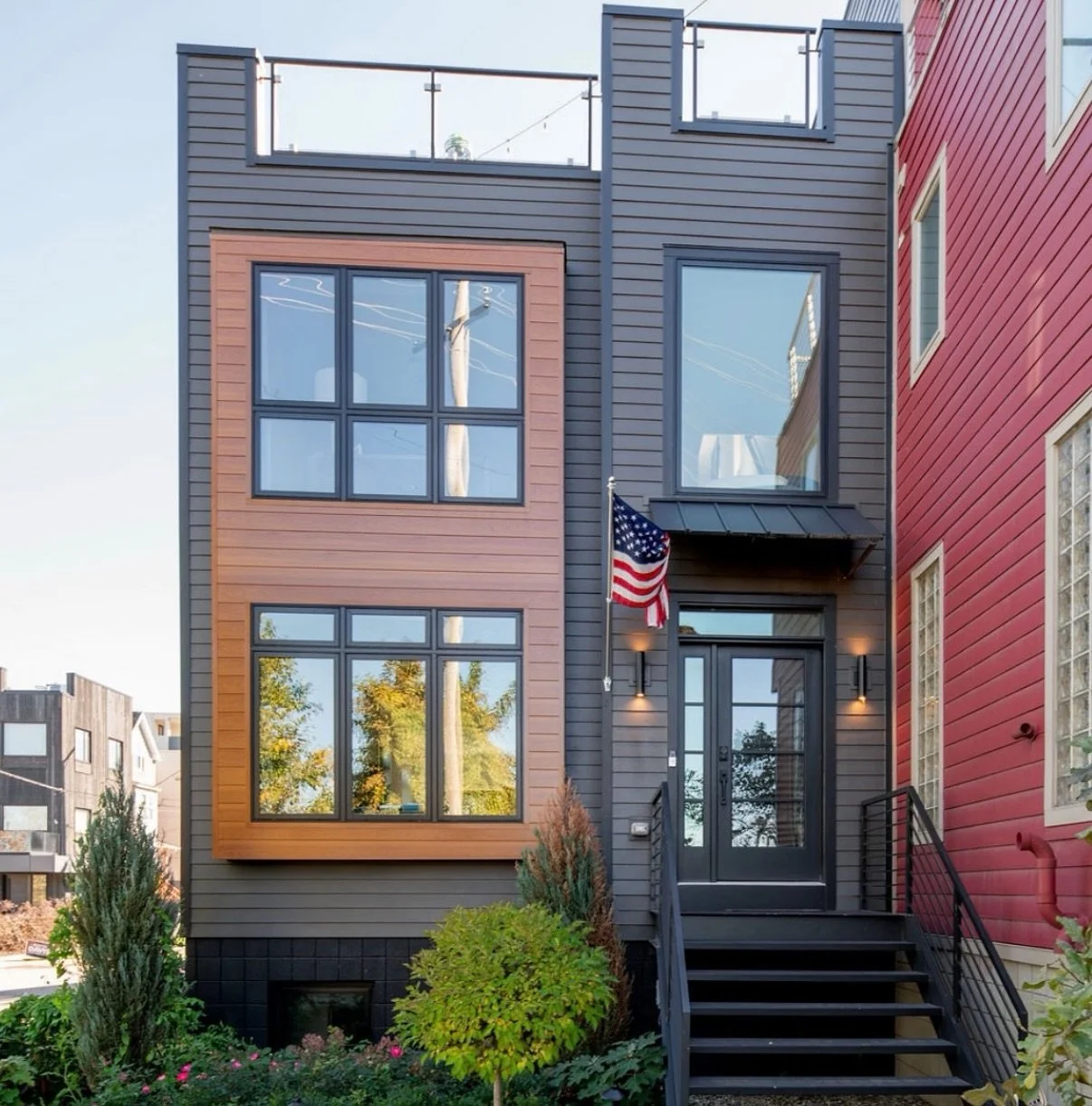 We love this modern &amp; moody transformation at our Tremont renovation project 🖤 Swipe to see what it  looked like before 🤯

Thinking of renovating or building an addition? Visit mancusohomes.com 

#renovation #renovations #customrenovation #cust