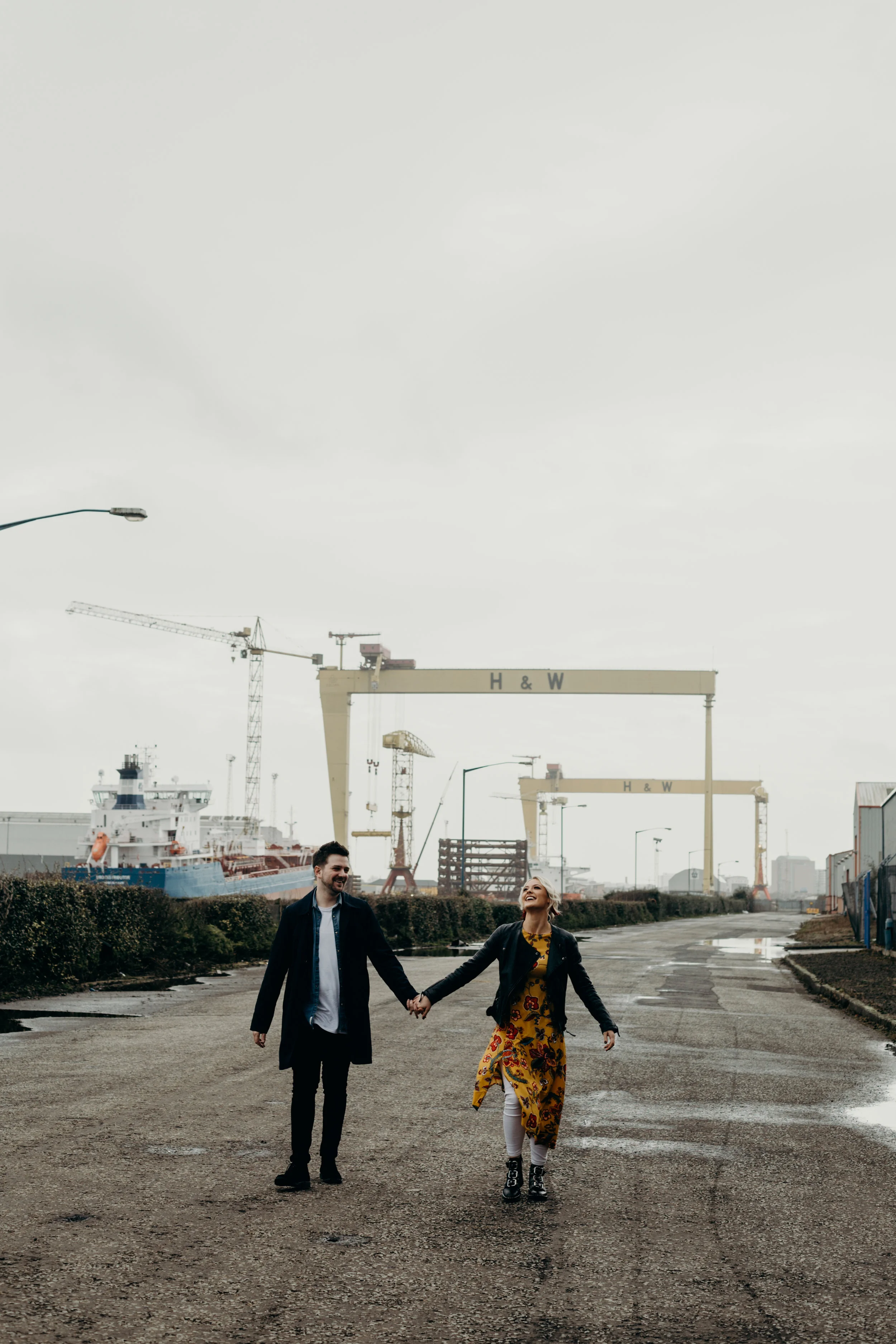 First off we hit the iconic Harland and Wolff. With both Jade and Timmy appreciating fashion they chose complimenting outfits for the location and of course, each other. We took a relaxed approach to create an adventure feel for the day and it totally paid off. 