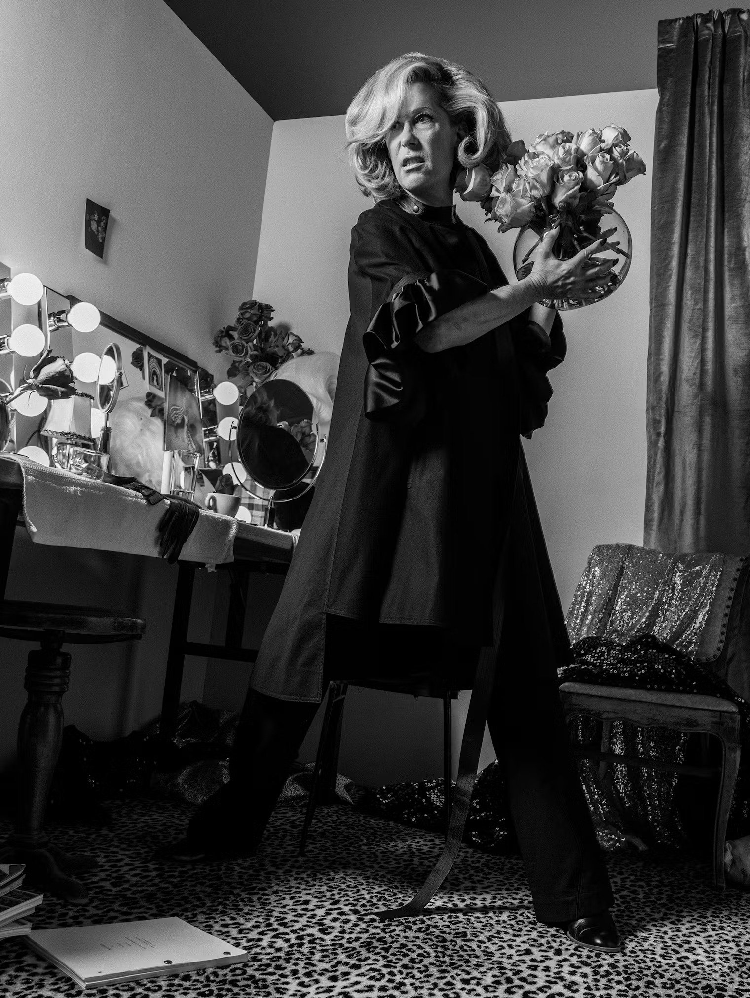 Fall 2018
“This was from a show based on the architect E.W. Godwin, who was a brilliant designer for Oscar Wilde,” Anderson says. “It was a riff on a cape—there is something very operatic about it.”