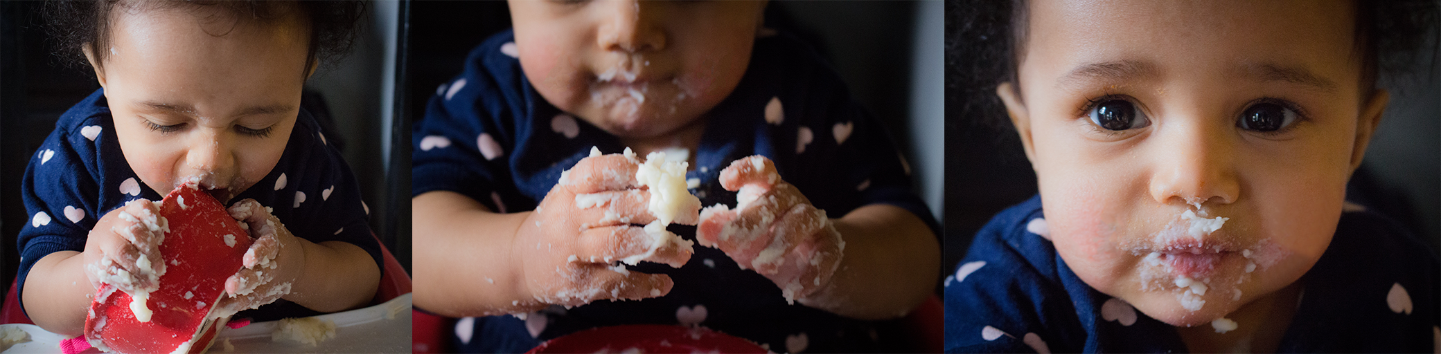 Messy self-feeding with potatoes