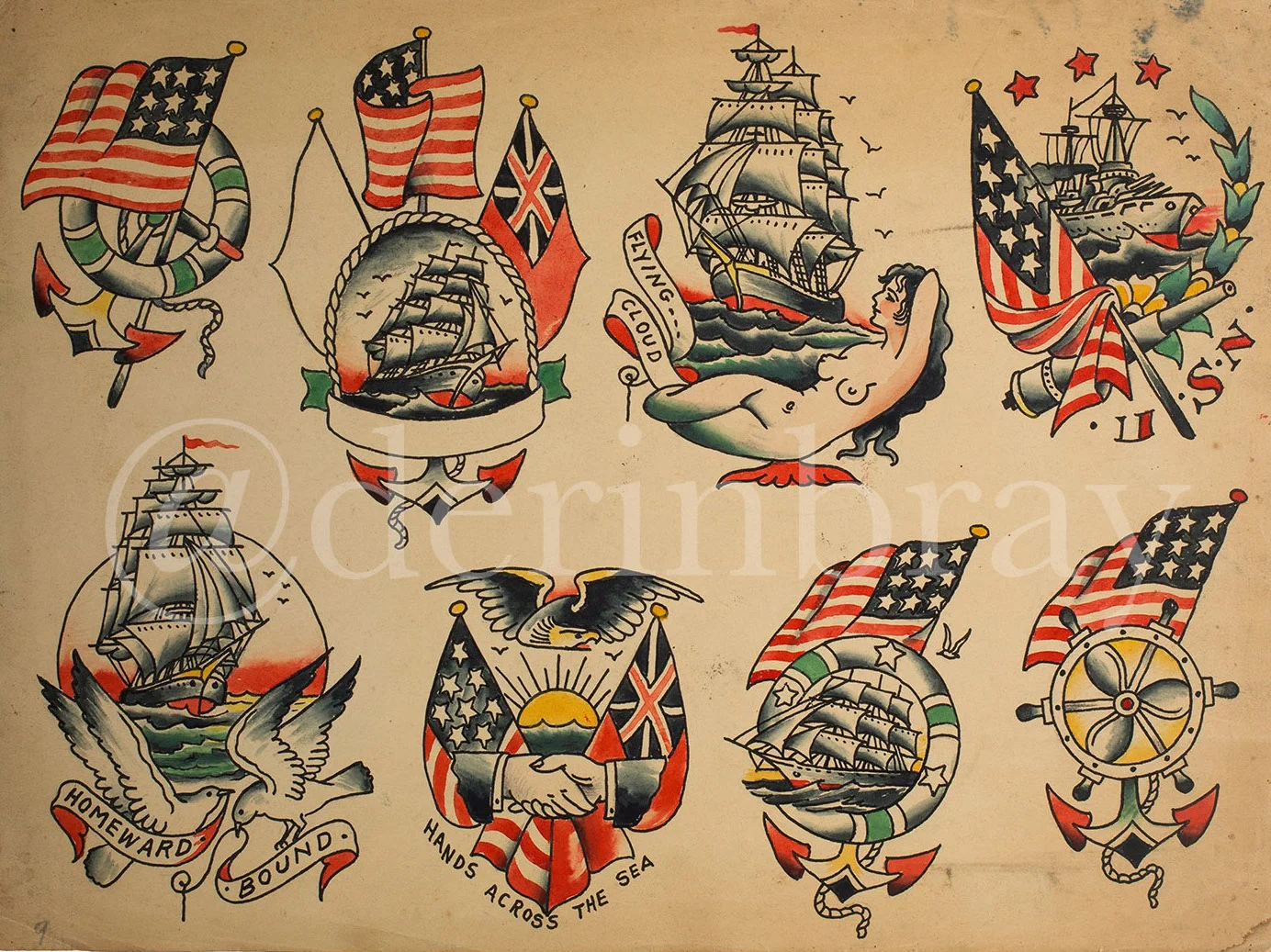 Tattoo Flash by Cap Coleman, Norfolk, VA, ca. 1930