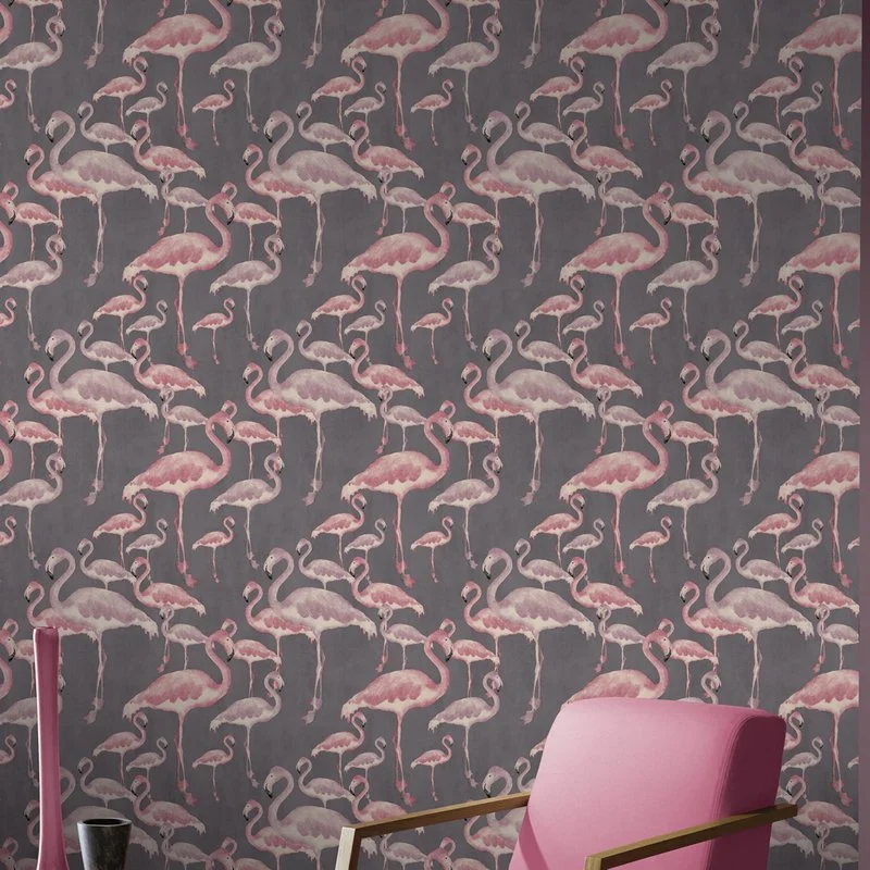 pink flamingo and black wallpaper arthouse